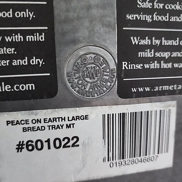 Vintage Pewter Bread Tray Dove Wilton Armetale Peace on Earth Goodwill to All - Picture 13 of 15